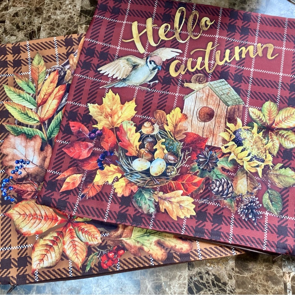 😻 3 for $13 (2) NWOT Autumn theme Pillow Covers